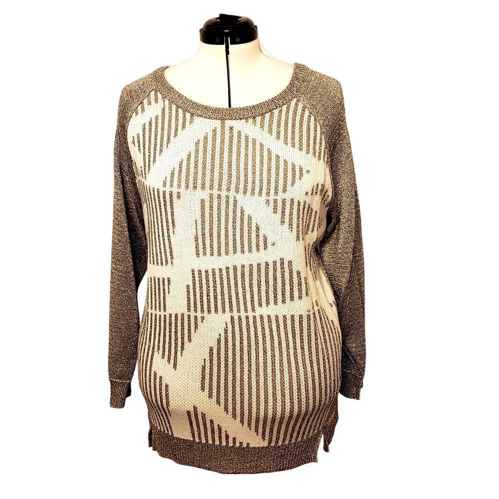 Lane Bryant Asymmetric Gold/Silver Sparkle Pullover Sweater | Size 14/16 | NWT